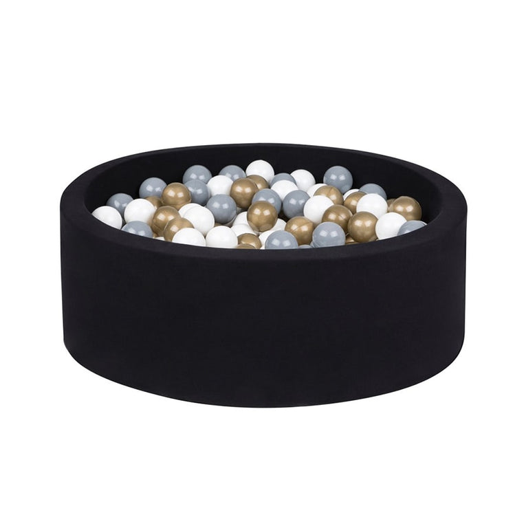 XL Black Ball Pit - Gold/Grey/White Balls - Black