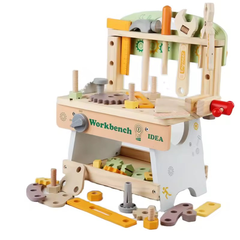     Montessori wooden kids tool bench set with educational pretend play tools for toddlers