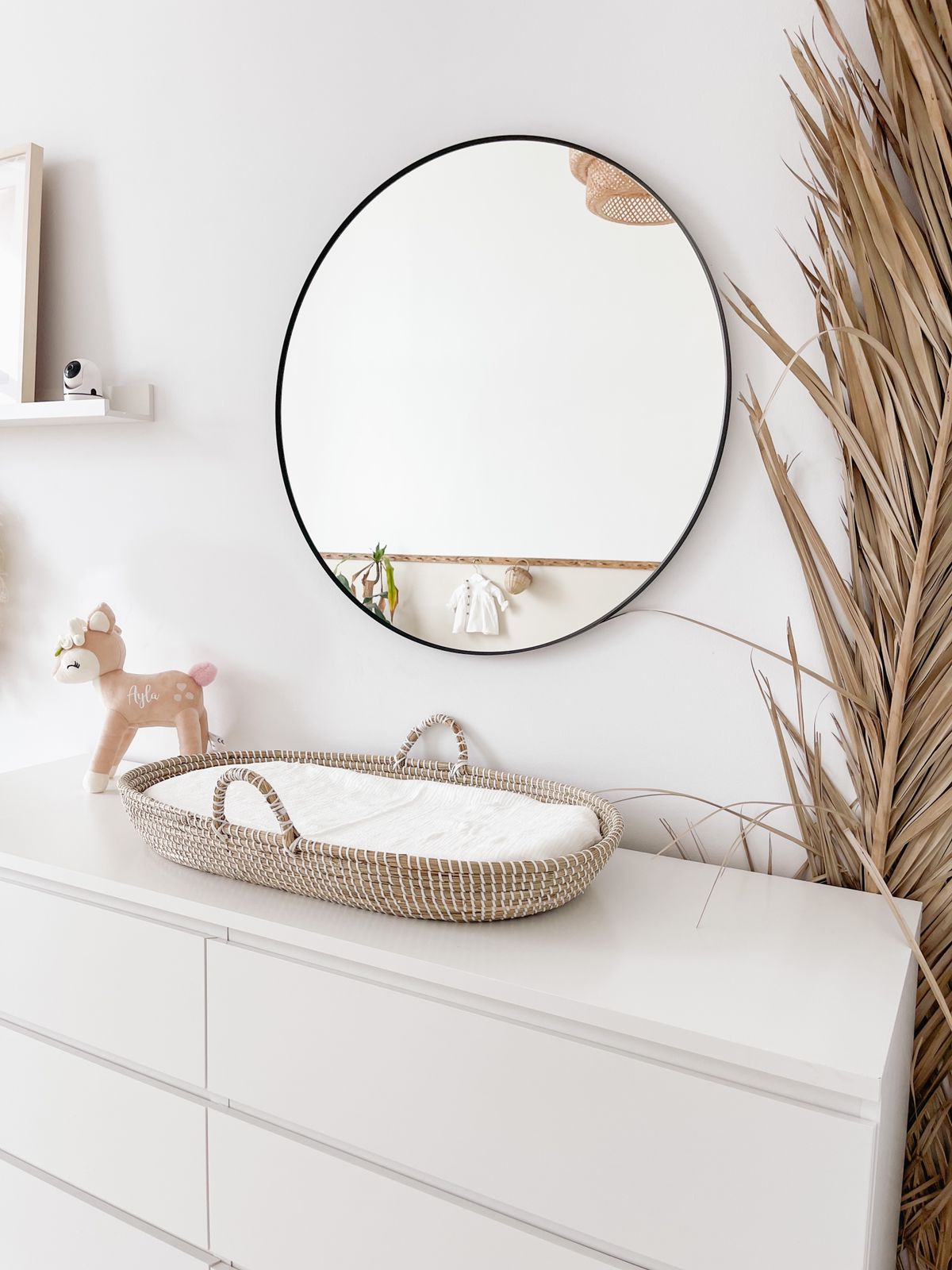 Handwoven Moses basket with bamboo baby mattress size 80x45x10cm