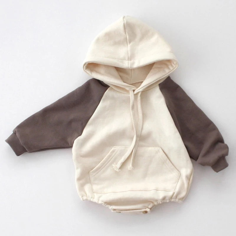 COTTON HOODY JUMPSUIT-BROWN - Maxims Baby Store