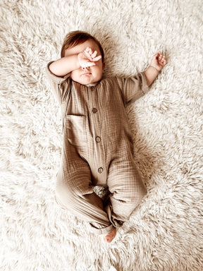 Coffee Organic Muslin Romper