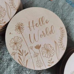 hello world wood discs (10cm