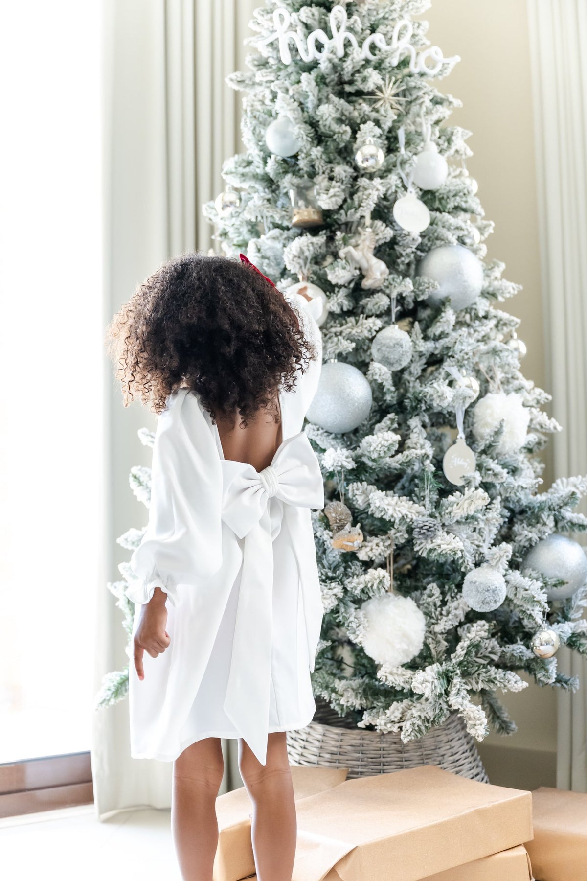 BIG BOW WHITE CHRISTMAS DRESS
