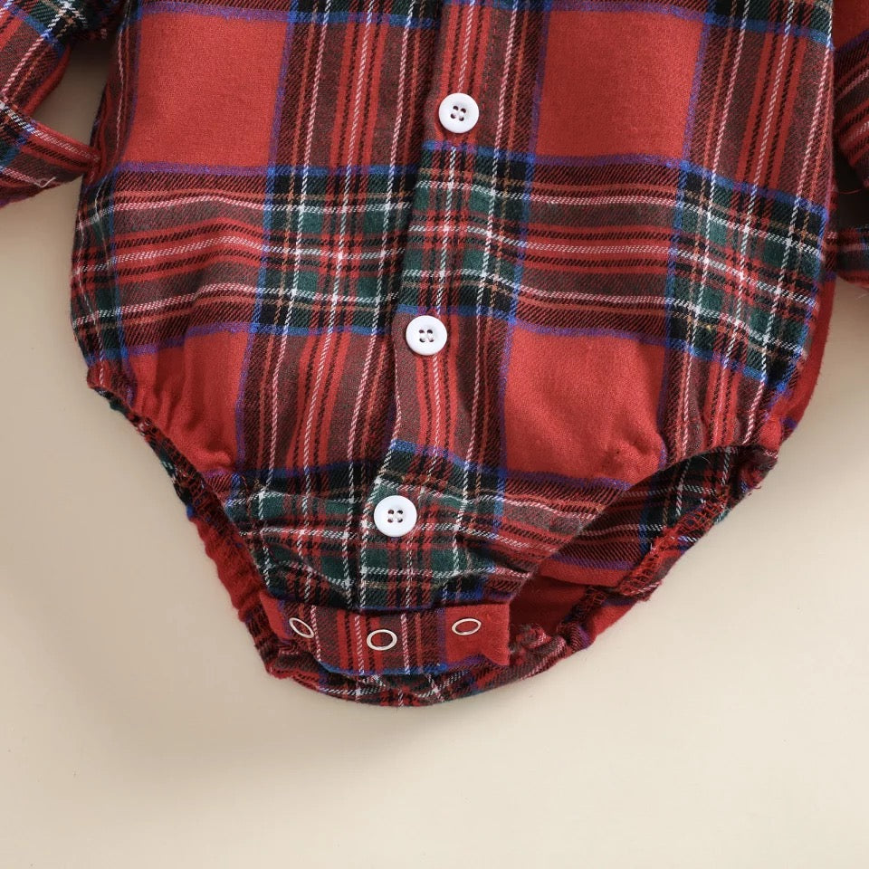 Plaid Christmas Romper - Maxims Baby Store