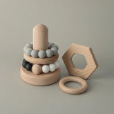 Wooden/silicon teething stacker