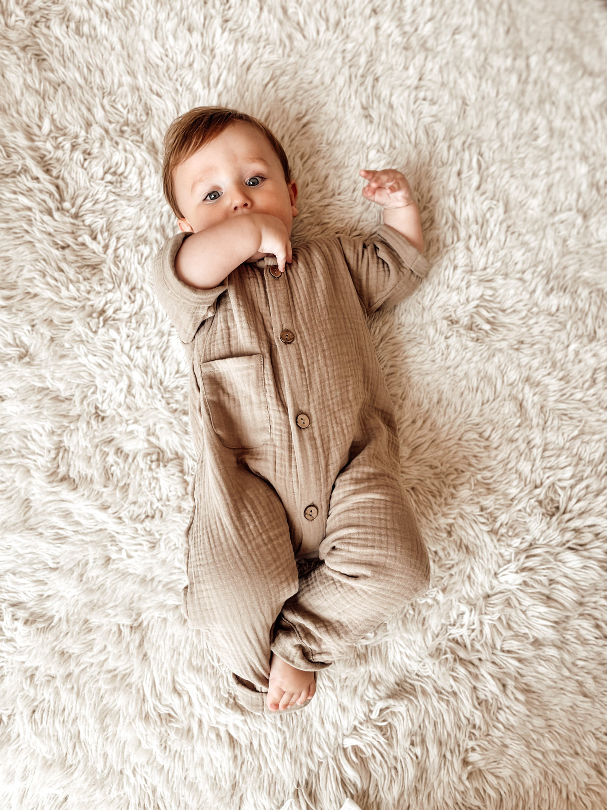 Coffee Organic Muslin Romper