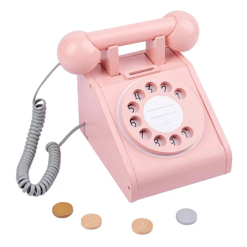 Retro Wooden Pretend Telephone